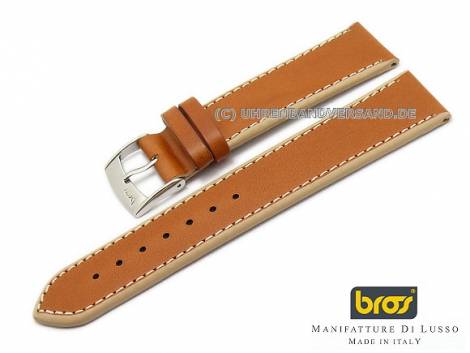 Watch strap 20mm light brown calf`s leather smooth matt by BROS (width of buckle 18 mm) - Bild vergr��ern 