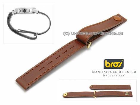 Watch strap 12mm brown calf�s leather stitched held closed with popper by BROS - Bild vergr��ern 