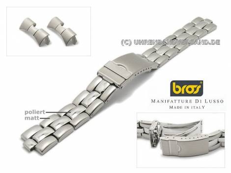 Watch strap 16mm stainless steel curved ends partly polished with security clasp by BROS - Bild vergr��ern 