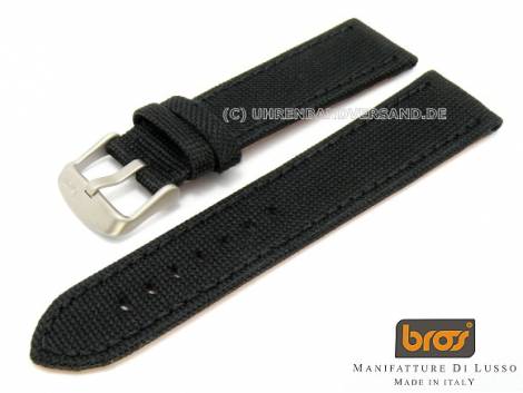 Watch strap Bros -Canvas- 22mm black textile (width of buckle 20 mm) - Bild vergr��ern 