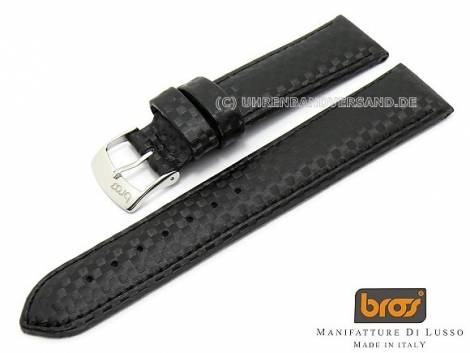 Watch strap Bros 22mm black Carbon-Look (width of buckle 20 mm) - Bild vergr��ern 