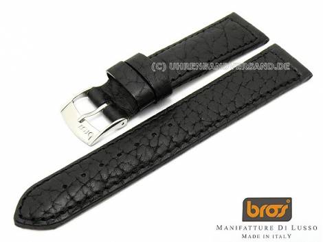 Watch strap Bros -Toro Sport- 22mm black genuine buffalo grained stitched (width of buckle 20 mm) - Bild vergr��ern 