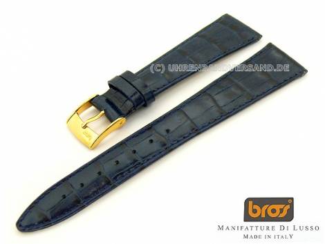 Watch strap Bros -Stampa Alligatore- 16mm dark blue alligator grain (width of buckle 14 mm) - Bild vergr��ern 