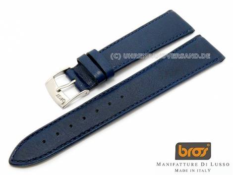 Watch strap Bros -Volanato- 18mm dark blue buffalo leather finely grained stitched (width of buckle 16 mm) - Bild vergr��ern 