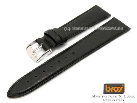 Watch strap Bros -Volanato- 16mm black buffalo leather finely grained stitched (width of buckle 14 mm) - Bild vergr��ern 