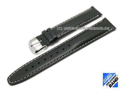 Replacement watch strap CASIO 21mm black leather (10205403) light stitching for WVQ-500LA, OCW-520LE - Bild vergr��ern 