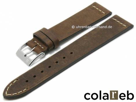 Watch strap -Venezia- 22mm dark brown leather vintage look light stitching by COLAREB (width of buckle 20 mm) - Bild vergr��ern 