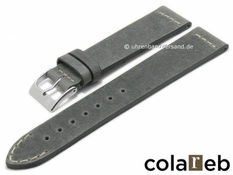 Watch strap -Venezia- 20mm grey leather vintage look light stitching by COLAREB (width of buckle 18 mm) - Bild vergr��ern 