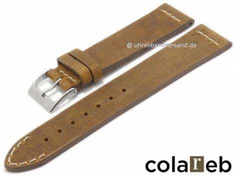 Watch strap -Venezia- 18mm light brown leather vintage look light stitching by COLAREB (width of buckle 16 mm) - Bild vergr��ern 