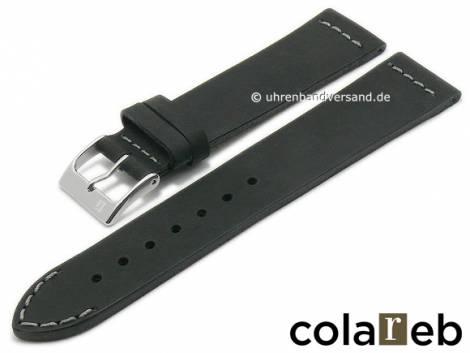 Watch strap -Venezia- 18mm black leather vintage look grey stitching by COLAREB (width of buckle 16 mm) - Bild vergr��ern 