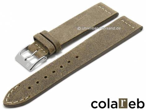 Watch strap XS -Spoleto Short- 20mm beige leather vintage look light stitching by COLAREB (width of buckle 18 mm) - Bild vergr��ern 