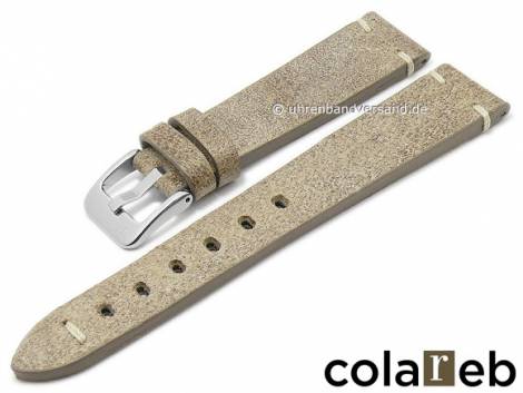 Watch strap -Firenze- 20mm beige leather vintage look light stitching by COLAREB (width of buckle 16 mm) - Bild vergr��ern 