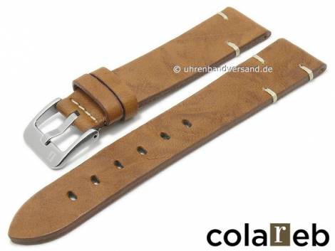 Watch strap -Matera- 18mm light brown leather vintage look light stitching by COLAREB (width of buckle 16 mm) - Bild vergr��ern 