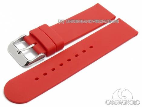Watch strap 18mm red silicone smooth matt by CAMPAGNOLO (width of buckle 18 mm) - Bild vergr��ern 