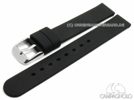 Watch strap 14mm black silicone smooth matt by CAMPAGNOLO (width of buckle 14 mm) - Bild vergrern 