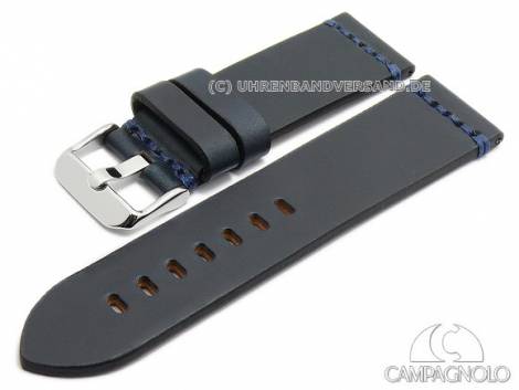 Watch strap 24mm dark blue Horween leather robust stitched by CAMPAGNOLO (width of buckle 22 mm) - Bild vergr��ern 