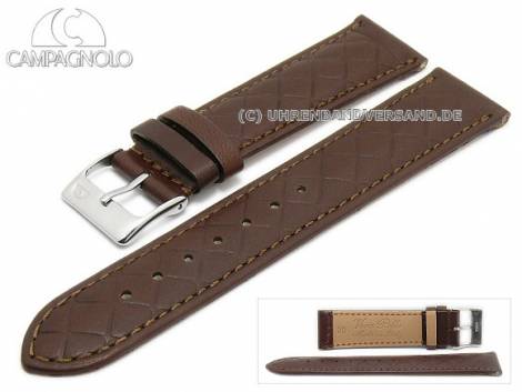 Watch strap 20mm dark brown leather grained padded by CAMPAGNOLO (width of buckle 18 mm) - Bild vergr��ern 