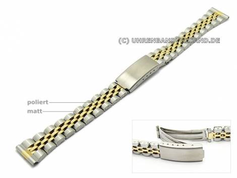 Watch band stainless steel 14mm dual tone partly polished with clasp - Bild vergr��ern 
