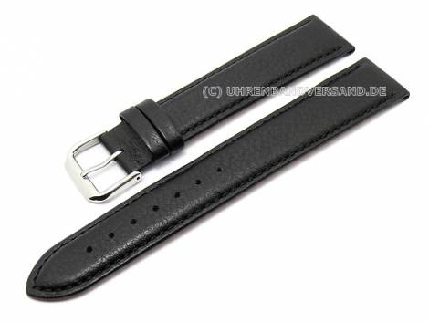 Watch band XL 16mm black grained surface (width of buckle 14 mm) - Bild vergrern 