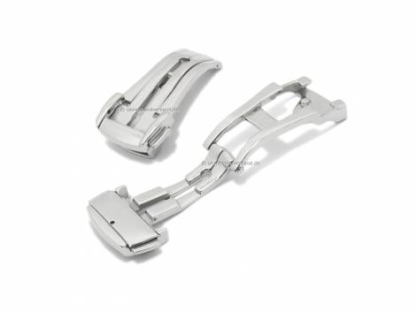 Folding clasp (CsKFS-1002) 14mm stainless steel polished with push button release - Bild vergrern 