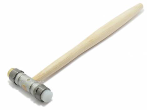 Combination hammer with wooden shaft and hammer head made of brass & plastic - Bild vergrern 