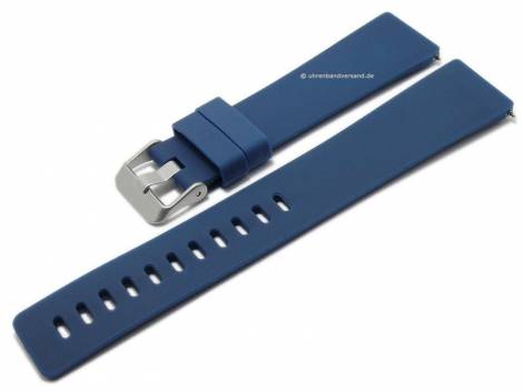 Watch strap 23mm dark blue silicone EASY-CLICK spring bars suitable for FITBIT Versa/Versa 2 Tracker - Bild vergrern 