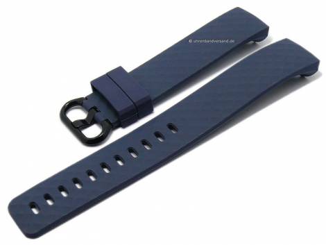 Watch strap navy blue synthetics with structure suitable for FITBIT Charge 3 - Bild vergrern 