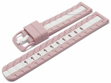Watch strap 22mm pink/white silicone with easy click spring bars for sporty watches & smartwatches - Bild vergr��ern 