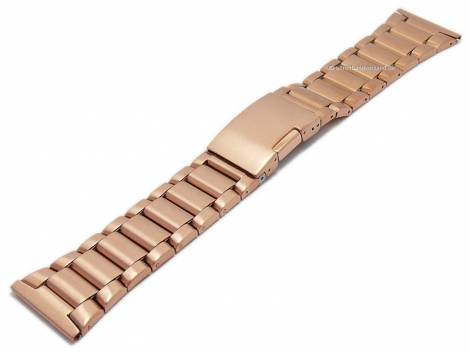 Watch strap 28mm ros� golden stainless steel solid look satined with clasp - Bild vergr��ern 