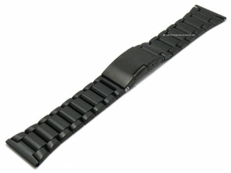 Watch strap 28mm black stainless steel solid look satined with clasp - Bild vergrern 