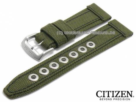 Replacement watch strap CITIZEN 23mm oliv green textile black stitching for AP4011-01W etc. - Bild vergrern 
