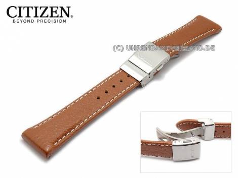 Replacement watch strap CITIZEN 22mm brown leather grained surface for AS2031-14W - Bild vergr��ern 