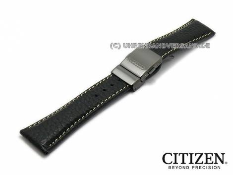 Replacement watch strap CITIZEN 22mm black leather grained light stitching for AS4035-04E etc. - Bild vergr��ern 