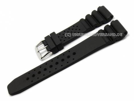 Watch strap 24mm black silicone with holes by Condor (width of buckle 20 mm) - Bild vergr��ern 