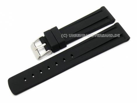 Watch strap 22mm black silicone with structure by Condor (width of buckle 20 mm) - Bild vergr��ern 
