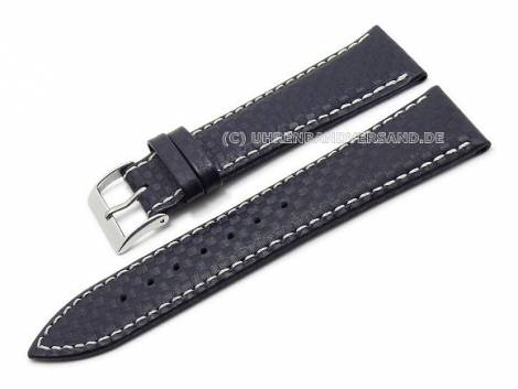 Watch strap 22mm dark blue carbon look light stitching by Condor (width of buckle 18 mm) - Bild vergr��ern 