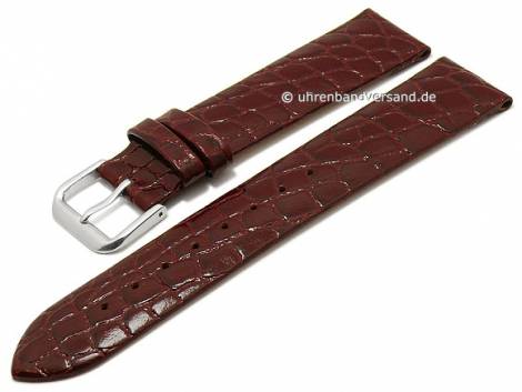 Watch strap 20mm dark brown leather croco grain matt (width of buckle 18 mm) - Bild vergr��ern 