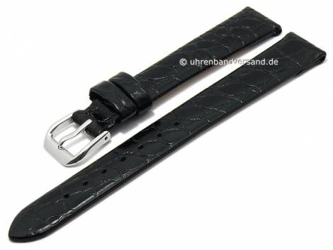 Watch strap 10mm black leather croco grain matt (width of buckle 08 mm) - Bild vergr��ern 