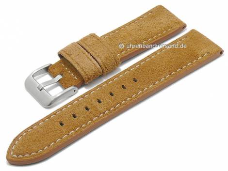 Watch strap 24mm light brown leather suede like light stitching by CONDOR (width of buckle 22 mm) - Bild vergr��ern 
