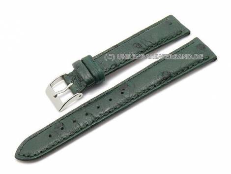 SALE: Watch strap 18mm dark green genuine ostrich lightly padded by CONDOR (width of buckle 16 mm) - Bild vergr��ern 