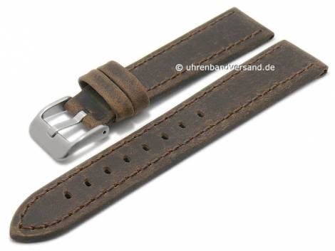 Watch strap 18mm dark brown leather vintage look stitched by CONDOR (width of buckle 16 mm) - Bild vergr��ern 