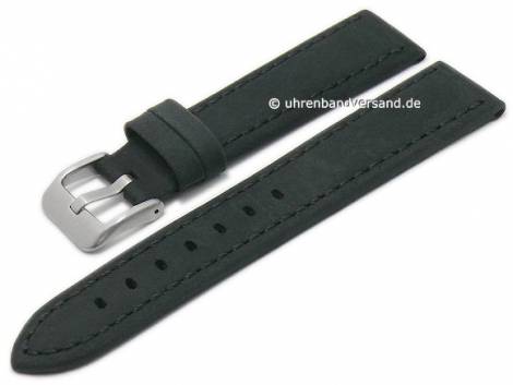 Watch strap 18mm black leather vintage look stitched by CONDOR (width of buckle 16 mm) - Bild vergr��ern 