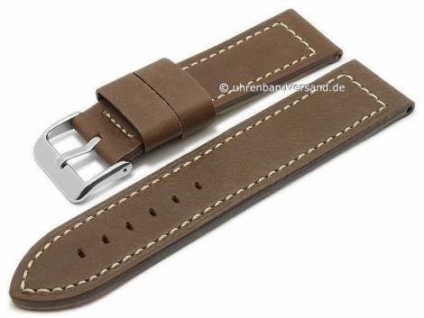 Watch strap 22mm brown vintage look smooth white stitching by Condor (width of buckle 22 mm) - Bild vergr��ern 