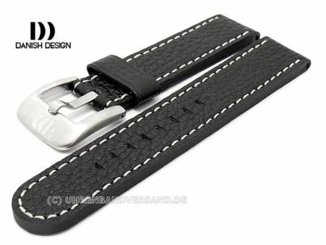 Watch strap original replacement DANISH DESIGN 23mm black leather light stitching for 3314226 MARINA - Bild vergr��ern 