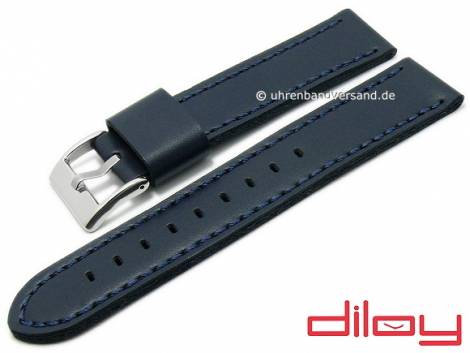 Watch strap 24mm dark blue synthetics leather like VEGAN stitched by DILOY (width of buckle 24 mm) - Bild vergr��ern 