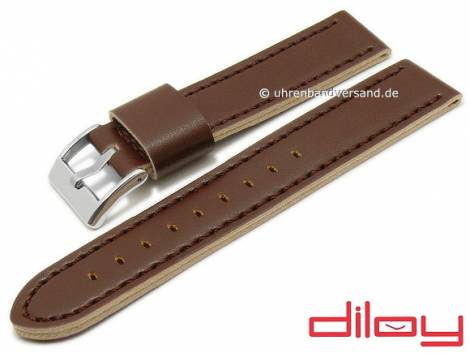 Watch strap 22mm dark brown synthetics leather like VEGAN stitched by DILOY (width of buckle 22 mm) - Bild vergr��ern 