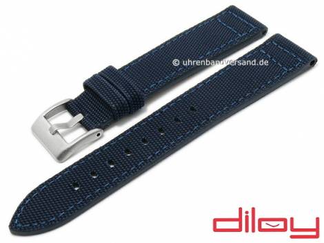 Basic watch strap 24mm dark blue textile/leather Cordura stitched by DILOY (width of buckle 22 mm) - Bild vergr��ern 