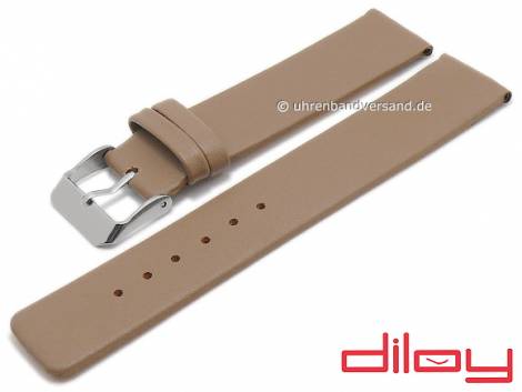 Watch strap 24mm beige leather smooth without stitching by DILOY (width of buckle 24 mm) - Bild vergr��ern 