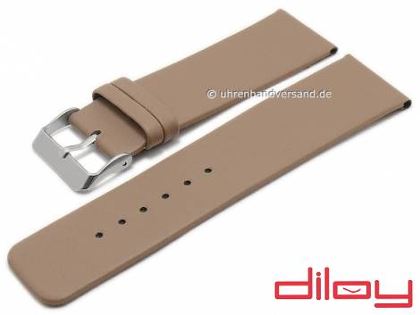Watch strap 28mm beige leather smooth without stitching by DILOY (width of buckle 28 mm) - Bild vergr��ern 