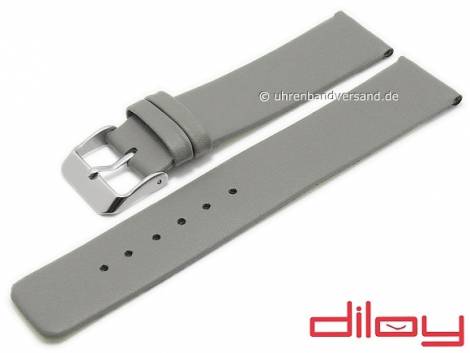 Watch strap 18mm grey leather smooth without stitching by DILOY (width of buckle 18 mm) - Bild vergr��ern 